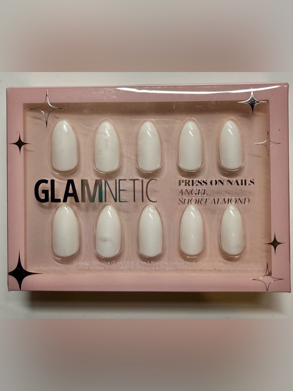 GLAMNETIC Angel Short Almond Press-On Nails in White